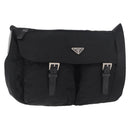PRADA Shoulder Bag Nylon Black Silver Auth 186088A-1