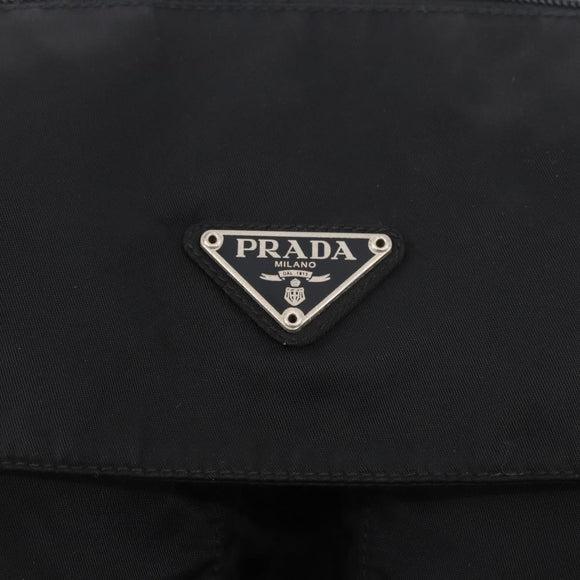 PRADA Shoulder Bag Nylon Black Silver Auth 186088A