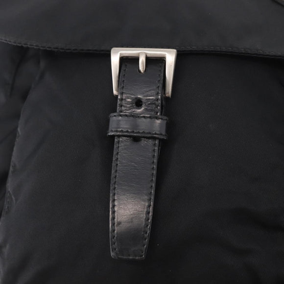 PRADA Shoulder Bag Nylon Black Silver Auth 186088A