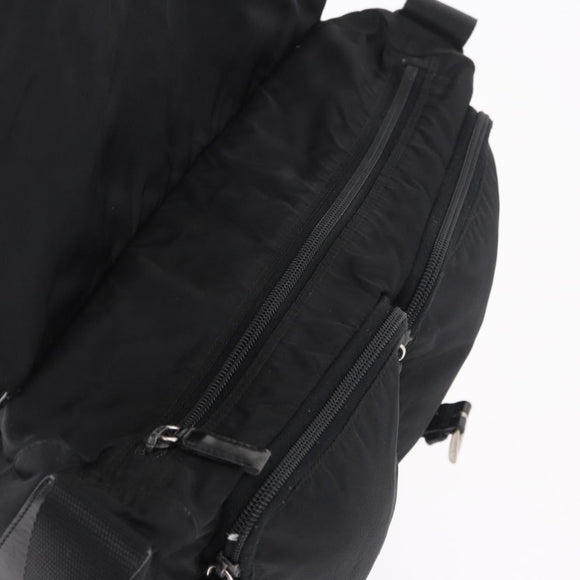 PRADA Shoulder Bag Nylon Black Silver Auth 186088A