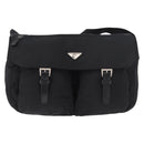 PRADA Shoulder Bag Nylon Black Silver Auth 186088A-13