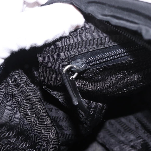 PRADA Shoulder Bag Nylon Black Silver Auth 186088A