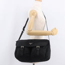 PRADA Shoulder Bag Nylon Black Silver Auth 186088A-28