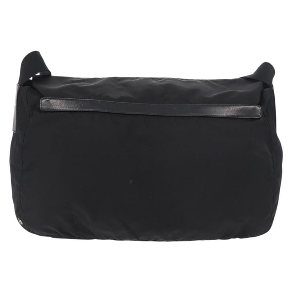 PRADA Shoulder Bag Nylon Black Silver Auth 186088A