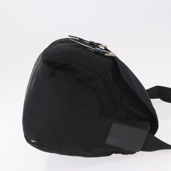 PRADA Shoulder Bag Nylon Black Silver Auth 186088A