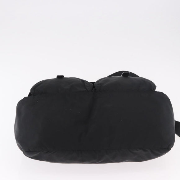 PRADA Shoulder Bag Nylon Black Silver Auth 186088A