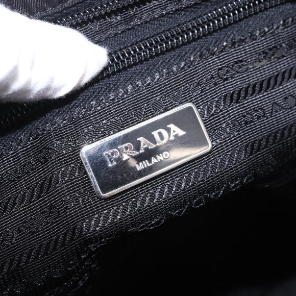 PRADA Shoulder Bag Nylon Black Silver Auth 186089A