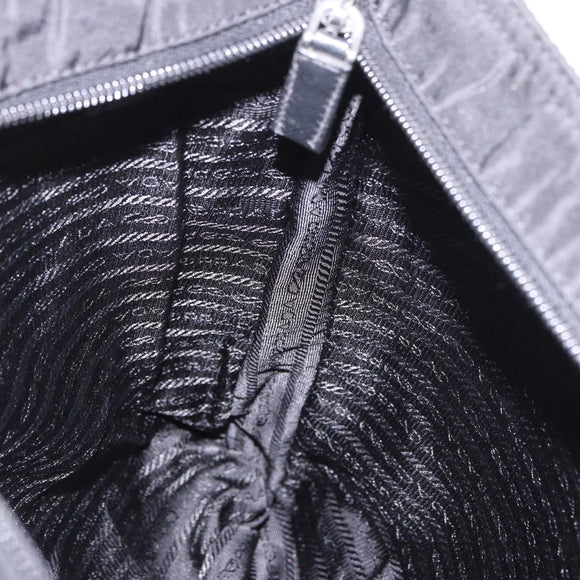 PRADA Shoulder Bag Nylon Black Silver Auth 186089A