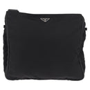 PRADA Shoulder Bag Nylon Black Silver Auth 186089A-13