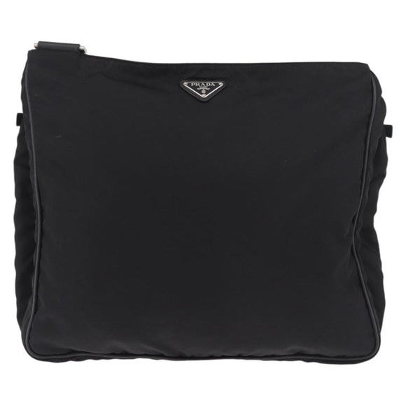 PRADA Shoulder Bag Nylon Black Silver Auth 186089A