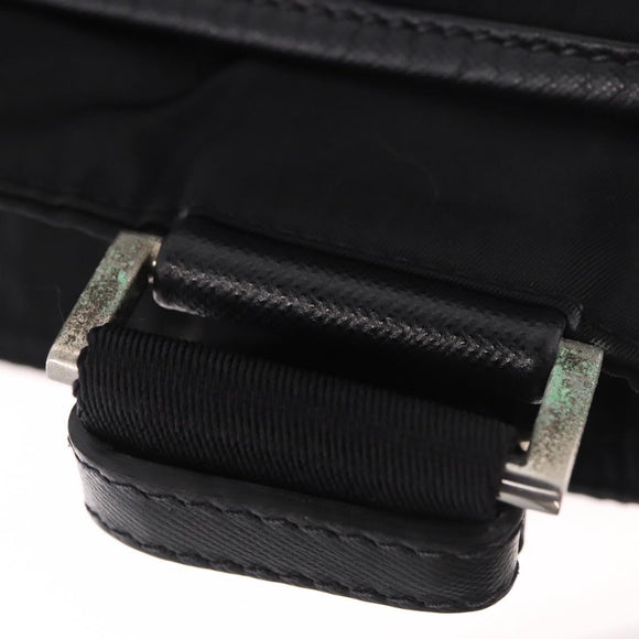 PRADA Shoulder Bag Nylon Black Silver Auth 186089A