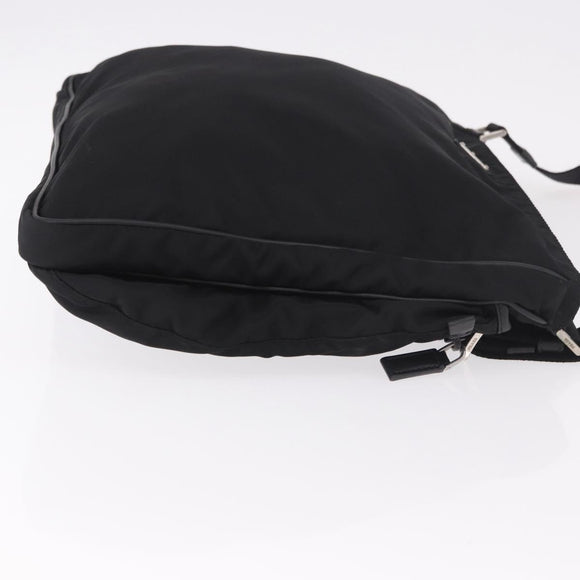PRADA Shoulder Bag Nylon Black Silver Auth 186089A