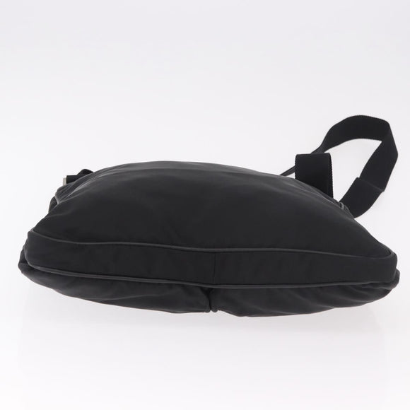 PRADA Shoulder Bag Nylon Black Silver Auth 186089A