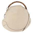 GUCCI Bamboo Hand Bag Leather 2way White Gold 169976 Auth 186098A-1