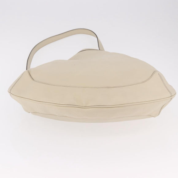 GUCCI Bamboo Hand Bag Leather 2way White Gold 169976 Auth 186098A