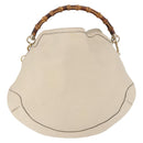GUCCI Bamboo Hand Bag Leather 2way White Gold 169976 Auth 186098A-13