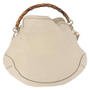 GUCCI Bamboo Hand Bag Leather 2way White Gold 169976 Auth 186098A-2