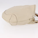 GUCCI Bamboo Hand Bag Leather 2way White Gold 169976 Auth 186098A-3