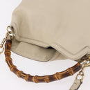 GUCCI Bamboo Hand Bag Leather 2way White Gold 169976 Auth 186098A-6
