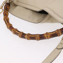 GUCCI Bamboo Hand Bag Leather 2way White Gold 169976 Auth 186098A-7