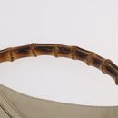 GUCCI Bamboo Hand Bag Leather 2way White Gold 169976 Auth 186098A-8
