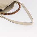 GUCCI Bamboo Hand Bag Leather 2way White Gold 169976 Auth 186098A-9