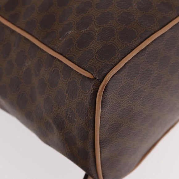 CELINE Macadam Canvas Rugzak PVC Leer Bruin Goud Auth 186101A