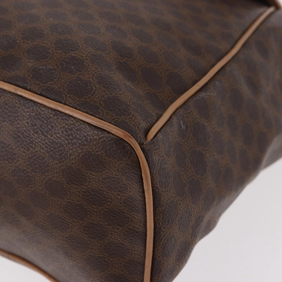 CELINE Macadam Canvas Rugzak PVC Leer Bruin Goud Auth 186101A