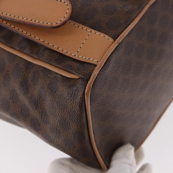 CELINE Macadam Canvas Rugzak PVC Leer Bruin Goud Auth 186101A
