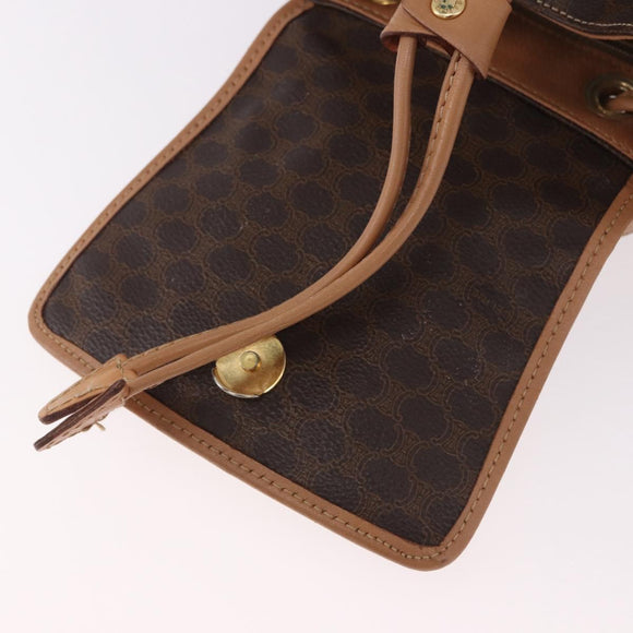 CELINE Macadam Canvas Rugzak PVC Leer Bruin Goud Auth 186101A