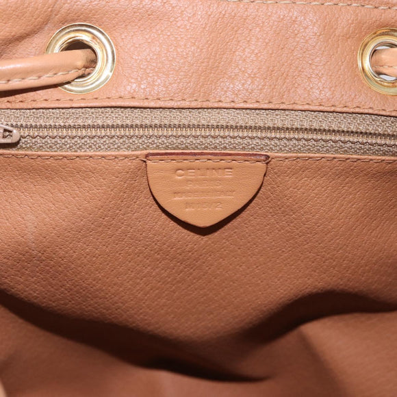CELINE Macadam Canvas Rugzak PVC Leer Bruin Goud Auth 186101A
