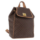 CELINE Macadam Canvas Rugzak PVC Leer Bruin Goud Auth 186101A-1