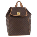 CELINE Macadam Canvas Rugzak PVC Leer Bruin Goud Auth 186101A-13