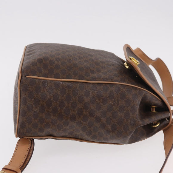 CELINE Macadam Canvas Rugzak PVC Leer Bruin Goud Auth 186101A