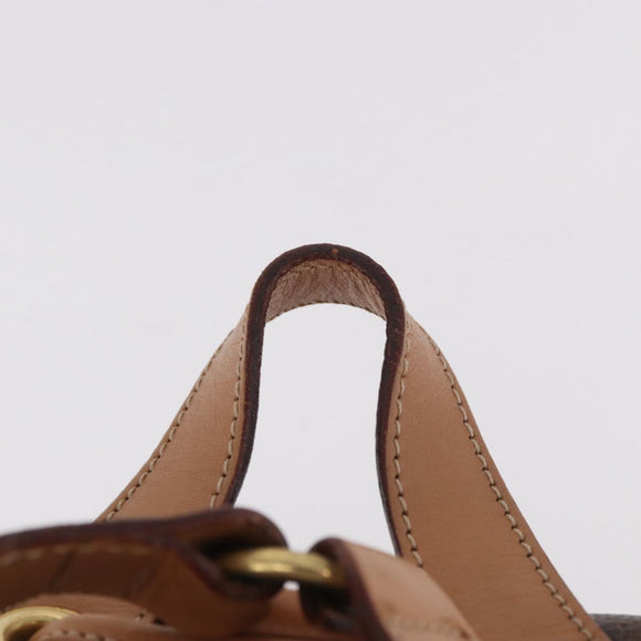 CELINE Macadam Canvas Rugzak PVC Leer Bruin Goud Auth 186101A
