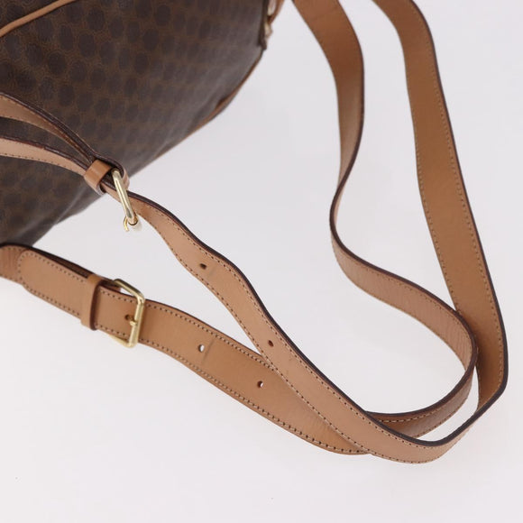 CELINE Macadam Canvas Rugzak PVC Leer Bruin Goud Auth 186101A