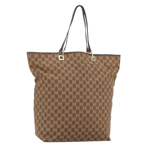 GUCCI GG Canvas Tote Bag Brown Gold 002 1097 Auth 186104