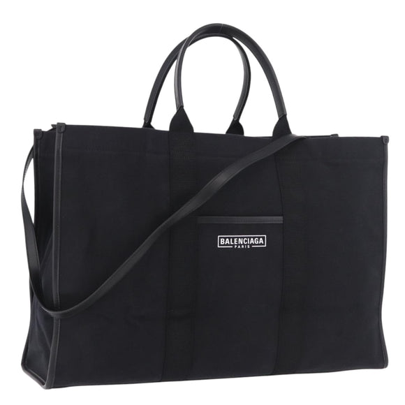 BALENCIAGA Hand Bag Canvas 2way Black Gold 671403 Auth 186106M