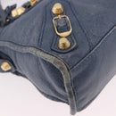 BALENCIAGA Giant Mini City Hand Bag Leather 2way Blue Gold 309544 Auth 186109A-13