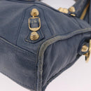 BALENCIAGA Giant Mini City Hand Bag Leather 2way Blue Gold 309544 Auth 186109A-14