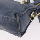 BALENCIAGA Giant Mini City Hand Bag Leather 2way Blue Gold 309544 Auth 186109A-16