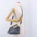 BALENCIAGA Giant Mini City Hand Bag Leather 2way Blue Gold 309544 Auth 186109A-26