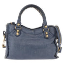 BALENCIAGA Giant Mini City Hand Bag Leather 2way Blue Gold 309544 Auth 186109A-3