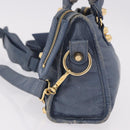 BALENCIAGA Giant Mini City Hand Bag Leather 2way Blue Gold 309544 Auth 186109A-4