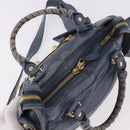BALENCIAGA Giant Mini City Hand Bag Leather 2way Blue Gold 309544 Auth 186109A-6