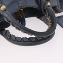 BALENCIAGA Giant Mini City Hand Bag Leather 2way Blue Gold 309544 Auth 186109A-8
