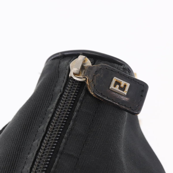 FENDI Shoulder Bag Canvas Black Gold Auth 186111
