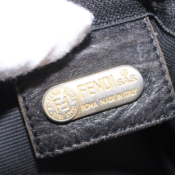 FENDI Shoulder Bag Canvas Black Gold Auth 186111