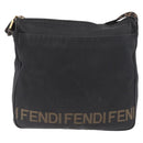 FENDI Shoulder Bag Canvas Black Gold Auth 186111-2