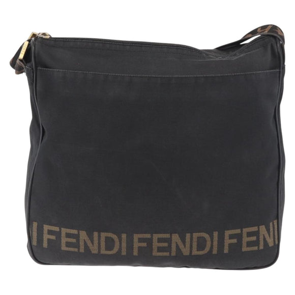 FENDI Shoulder Bag Canvas Black Gold Auth 186111